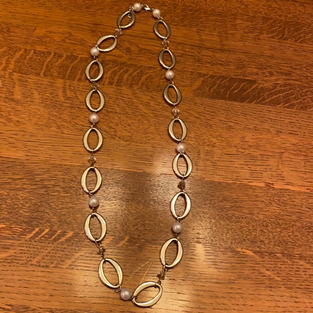Large Fake Pearl & Oval Loops